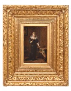 QUADRI ANTICHI DI DONNA CHE LEGGE, RITRATTI FEMMINILI, OLIO SU TAVOLA, EPOCA OTTOCENTO (QR684)